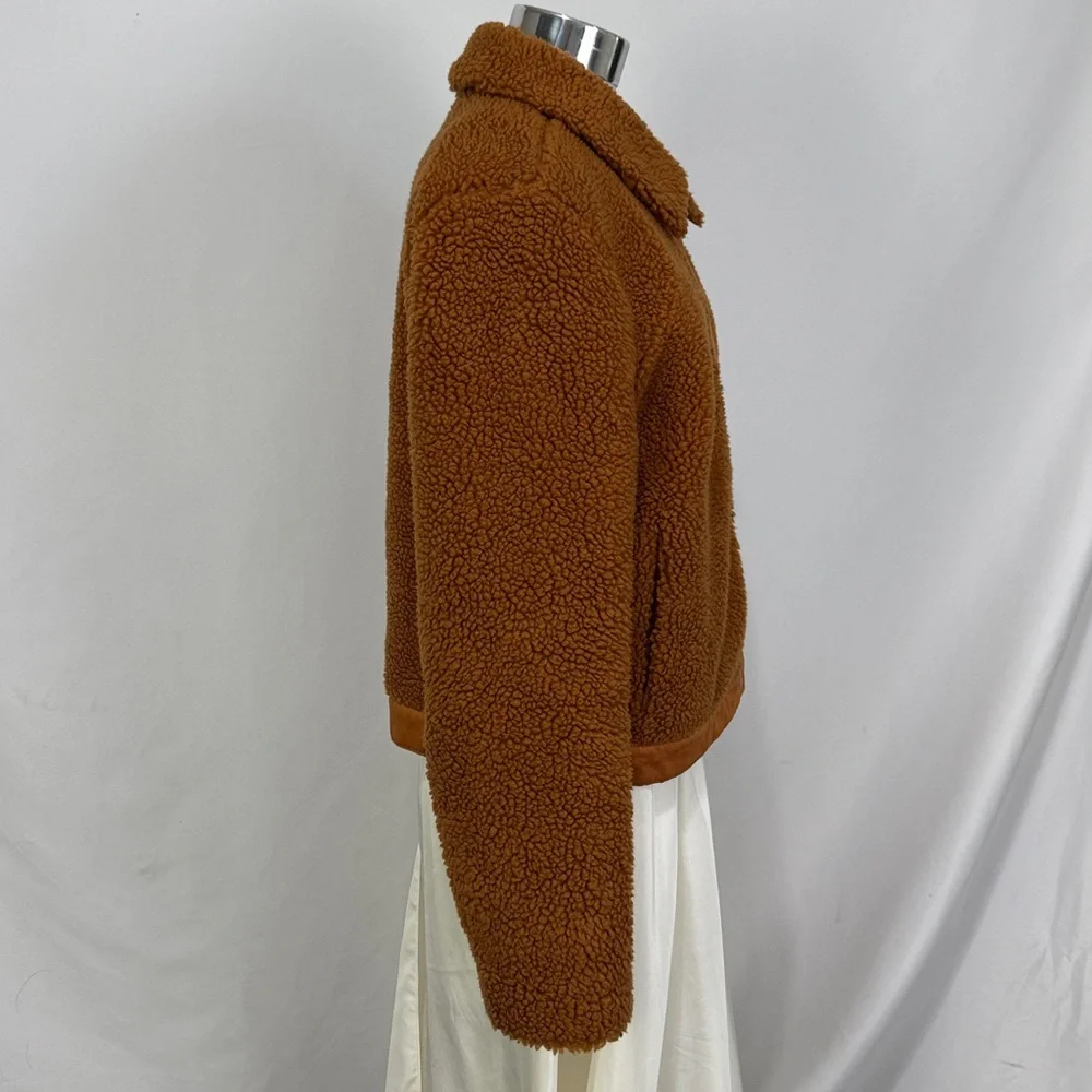 Madewell size M brown faux fur bomber jacket - Picture 7 of 10